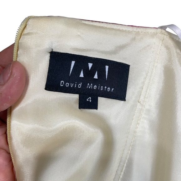 David Meister Floral Strapless Embellished 100% Silk Cocktail Dress Sz 4 - Picture 11 of 15